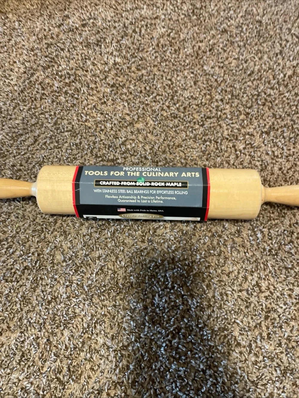 Professional Solid Rock Maple Rolling Pin - Natural Wood